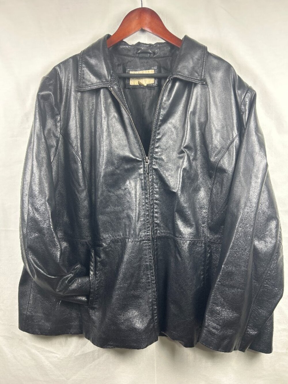 VINTAGE Worthington Genuine Leather Zip Jacket Black Plus Size 3X
